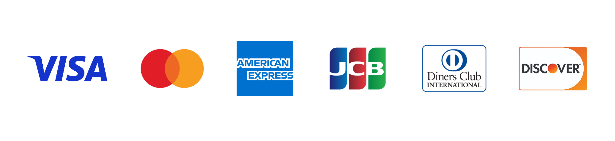 対応クレジットカード：VISA / Mastercard / JCB / American Express / Diners Club / Discover